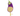 A plush aubergine-shaped hanging cat scratcher in purple and beige woven fabric with a green gingham top section, a small embroidered face, and ribbon ties, shown on a plain white background.