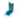 A blue cylindrical bird rattle roll toy with a embroidered face features, and white-and-blue gingham wings, and a fluffy blue tail, photographed on a white background.