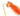 A close up of an orange cat teaser toy with a goldfish design with an embroidered smiley face and a long feathery tail on a white background.