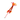A bright orange cat teaser with a red handle, red and orange feathers, and felt fishes, isolated on a white background.