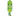 A green plush pea pod toy with three smiling faces and two dangling ribbon tails, photographed on a plain white background.