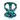 White background with a teal coloured Twiggy Tags Lagoon Adventure dog harness with a clip and d-ring with a tag with text 'Twiggy Tags'.