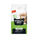 World's Best Cat Litter packaging with a cat and hand on a white background