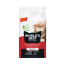 World's Best Cat Litter packaging with a cat and hand on a white background