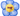 Blue flower cat toy with a yellow centre, with red stitched text that says 'Yeowww! catnip' on a white background. 