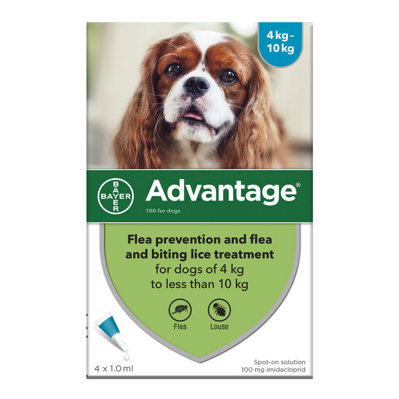 Advantage 100 4 Week Spot On Flea Treatment For Small Dogs 4 10kg