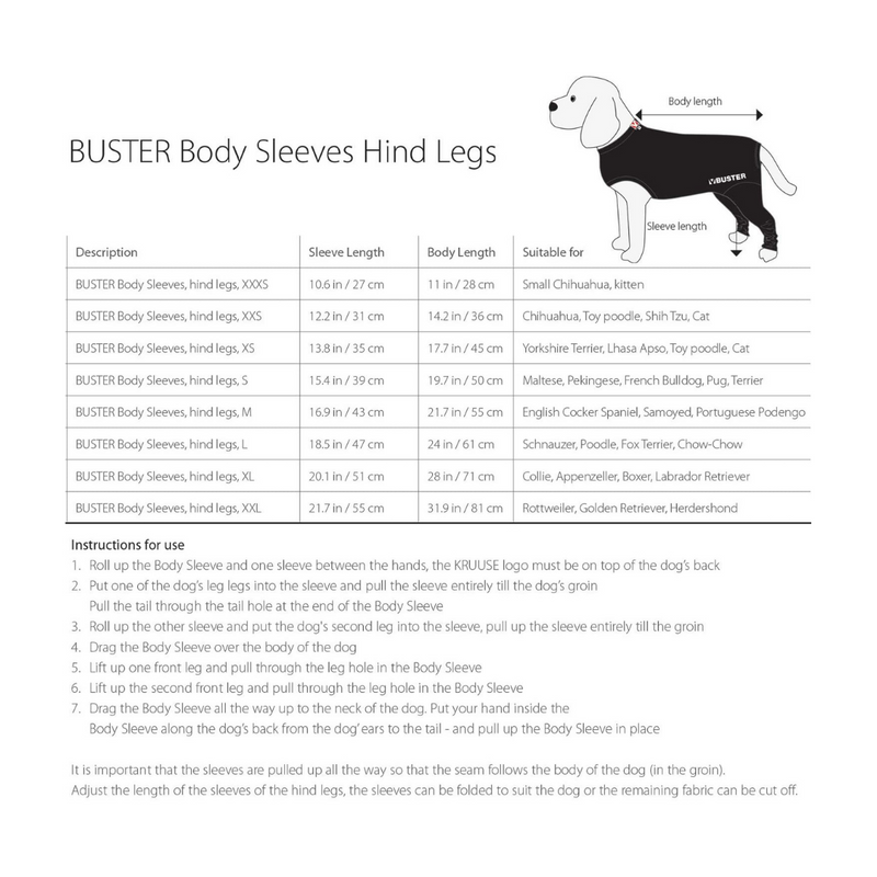 Buster Sleeve - Sizing Guide