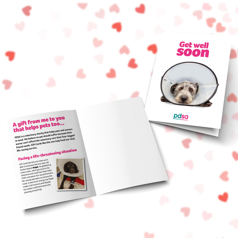 Get Well Soon Dog In Cone Card Open