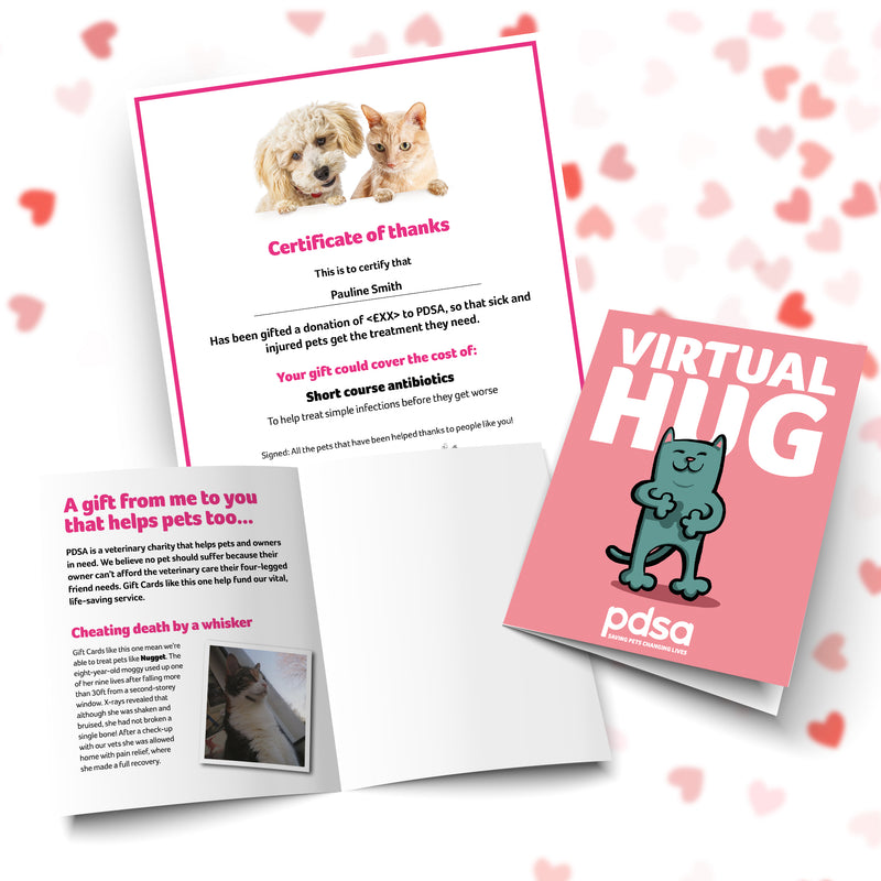 Virtual Hug card and certificate 