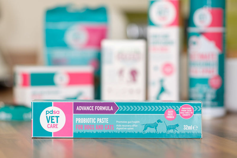 PDSA Probiotic Paste in box on counter top