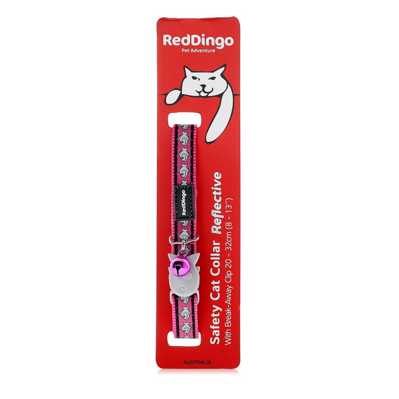 Red Dingo Reflective Cat Collar - Hot Pink