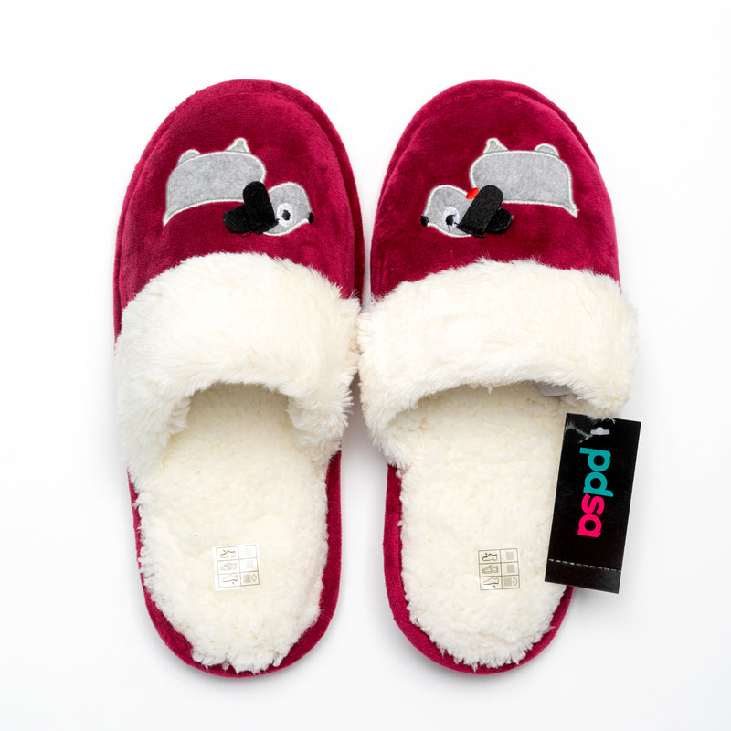 Womens red PDSA slippers with dog