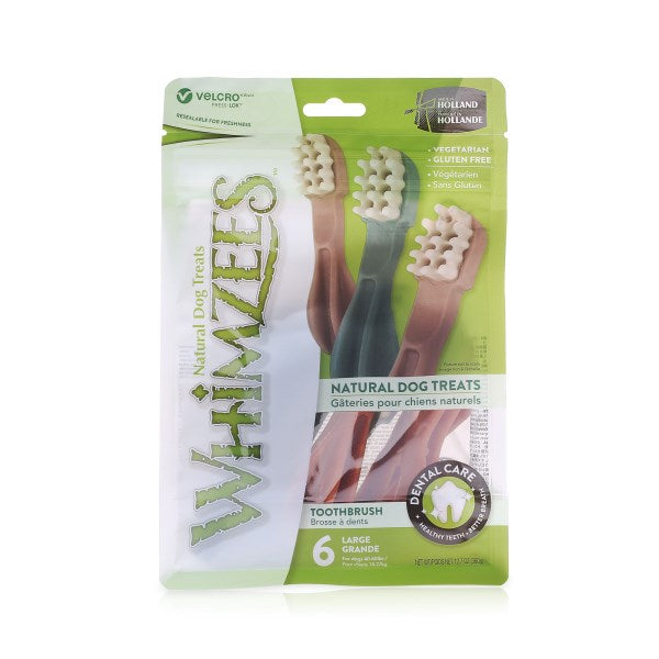 Whimzees Toothbrush Dog Treats - Large - Pack of 6